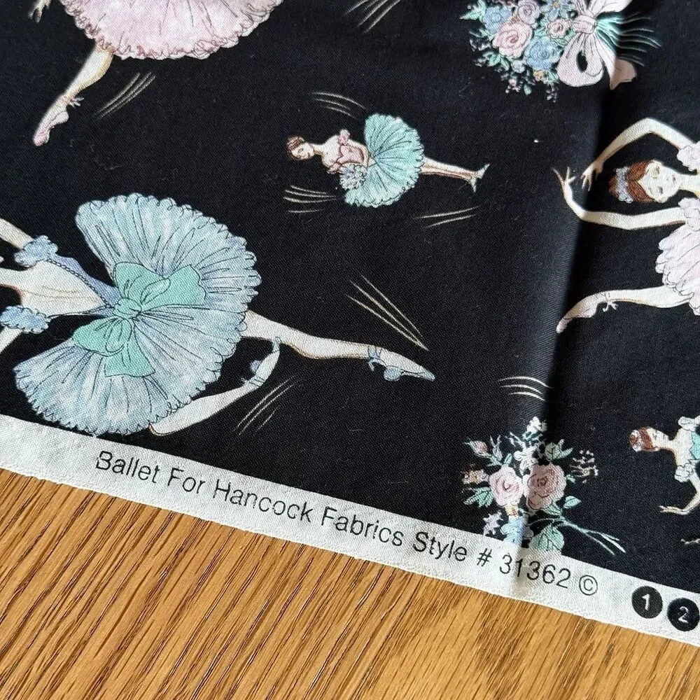 BALLET BALLERINA 3162 QUILTING FABRIC BLACK HANCOCK COTTON SEWING 26.5 X 43